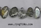 CTD3672 Top drilled 5*8mm - 10*14mm freeform plated white crystal beads