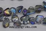 CTD3673 Top drilled 5*8mm - 10*14mm freeform plated white crystal beads