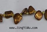 CTD3676 Top drilled 5*8mm - 10*14mm freeform plated white crystal beads