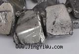 CTD3683 Top drilled 15*20mm - 25*30mm freeform plated white crystal beads