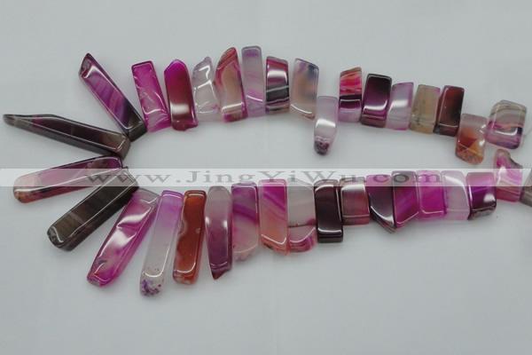 CTD371 Top drilled 10*20mm - 12*55mm wand fuchsia agate beads