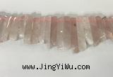 CTD3721 Top drilled 8*20mm - 10*50mm sticks rose quartz beads