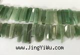 CTD3736 Top drilled 8*20mm - 10*50mm sticks green aventurine beads