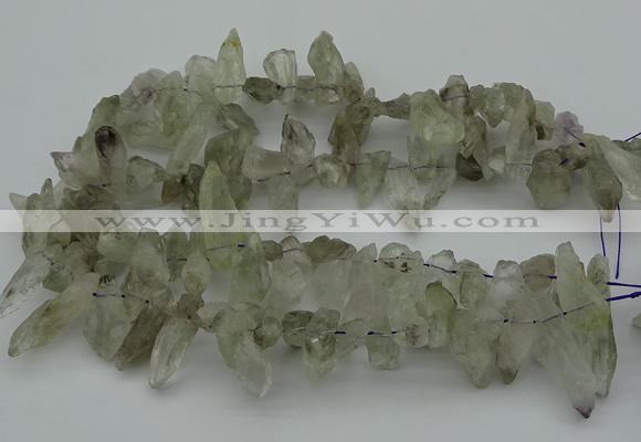 CTD415 Top drilled 8*25mm - 12*40mm nuggets green quartz beads