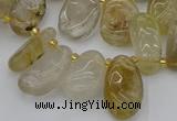 CTD449 Top drilled 10*14mm - 12*20mm freeform golden rutilated quartz beads
