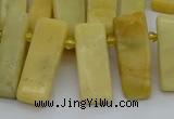 CTD498 Top drilled 10*25mm - 10*45mm sticks yellow jade beads