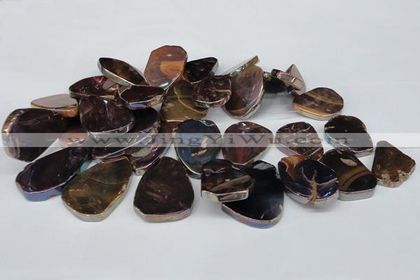 CTD574 Top drilled 20*30mm - 30*45mm freeform plated agate beads