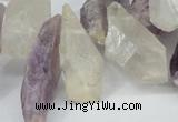 CTD621 12*22mm - 15*40mm nuggets amethyst & white crystal beads