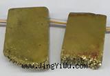 CTD653 Top drilled 15*25mm - 25*40mm freeform plated quartz beads