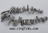 CTD783 Top drilled 8*18mm - 8*35mm nuggets plated quartz beads