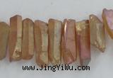 CTD911 Top drilled 5*15mm - 6*25mm wand plated quartz beads