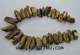 CTD924 Top drilled 15*20mm - 18*38mm wand plated quartz beads