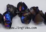 CTD948 Top drilled 8*10mm - 18*25mm faceted nuggets plated amethyst beads