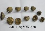CTD994 Top drilled 12*15mm - 18*25mm nuggets plated druzy agate beads
