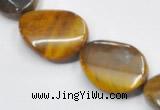 CTE05 15*30mm twisted flat oval yellow tiger eye beads wholesale