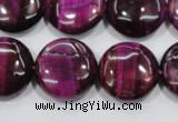 CTE1006 15.5 inches 20mm flat round dyed red tiger eye beads