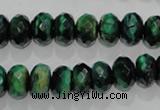 CTE1022 15.5 inches 6*10mm faceted rondelle dyed green tiger eye beads