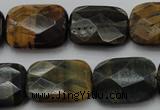 CTE1388 15.5 inches 15*20mm faceted rectangle yellow & blue tiger eye beads