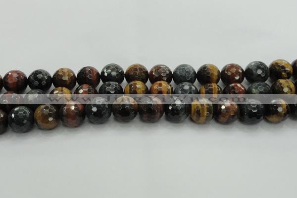 CTE1477 15.5 inches 18mm faceted round mixed tiger eye beads