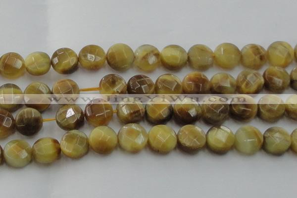 CTE1541 15.5 inches 20mm faceted coin golden tiger eye beads
