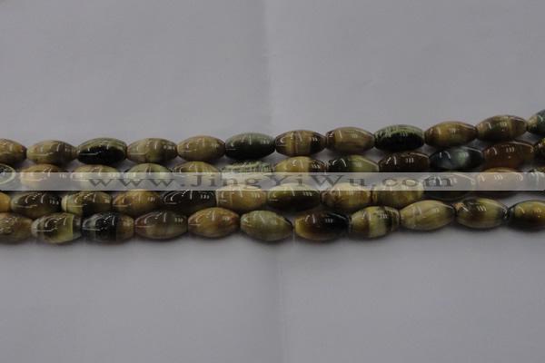 CTE1553 15.5 inches 8*12mm rice golden & blue tiger eye beads wholesale