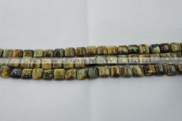 CTE1562 15.5 inches 8*8mm square golden & blue tiger eye beads wholesale