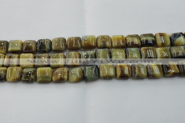 CTE1565 15.5 inches 14*14mm square golden & blue tiger eye beads wholesale