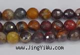 CTE1818 15.5 inches 4mm faceted round red iron tiger beads