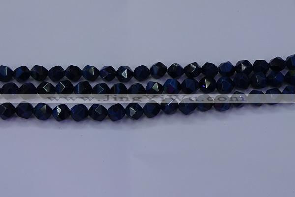 CTE1912 15.5 inches 8mm faceted nuggets blue tiger eye beads