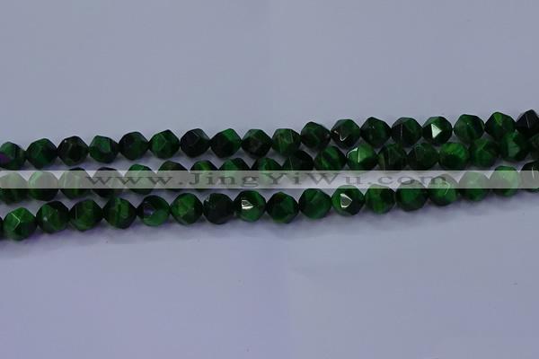 CTE1922 15.5 inches 8mm faceted nuggets green tiger eye beads