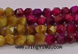 CTE1936 15.5 inches 6mm faceted nuggets mixed tiger eye beads