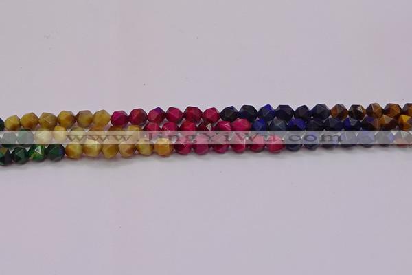 CTE1937 15.5 inches 8mm faceted nuggets mixed tiger eye beads