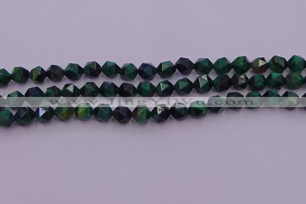 CTE1947 15.5 inches 8mm faceted nuggets green tiger eye beads