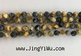 CTE2125 15.5 inches 6mm faceted nuggets golden & blue tiger eye beads