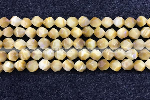 CTE2137 15.5 inches 10mm faceted nuggets golden tiger eye beads