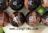 CTE2238 15.5 inches 8mm faceted round red tiger eye beads