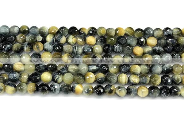 CTE2368 15 inches 6mm faceted round golden & blue tiger eye beads