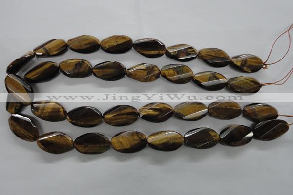 CTE322 15.5 inches 15*25mm twisted & faceted oval yellow tiger eye beads