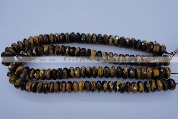CTE403 15.5 inches 8*14mm faceted rondelle yellow tiger eye beads