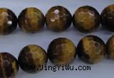 CTE425 15.5 inches 14mm faceted round yellow tiger eye beads