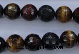 CTE455 15.5 inches 12mm faceted round mixed tiger eye beads
