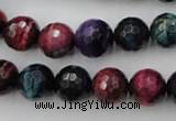 CTE583 15.5 inches 10mm faceted round colorful tiger eye beads