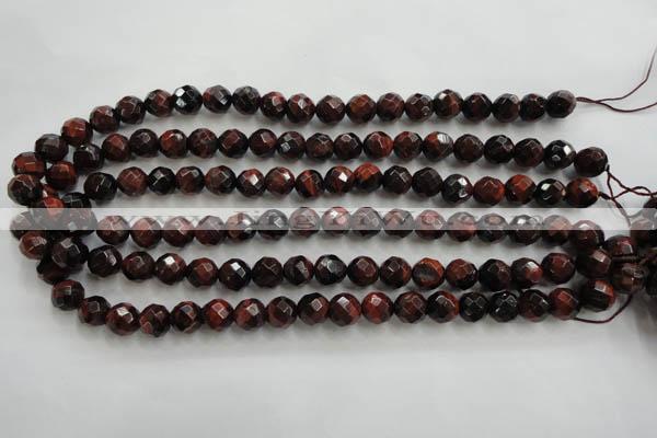 CTE703 15.5 inches 10mm faceted round red tiger eye beads