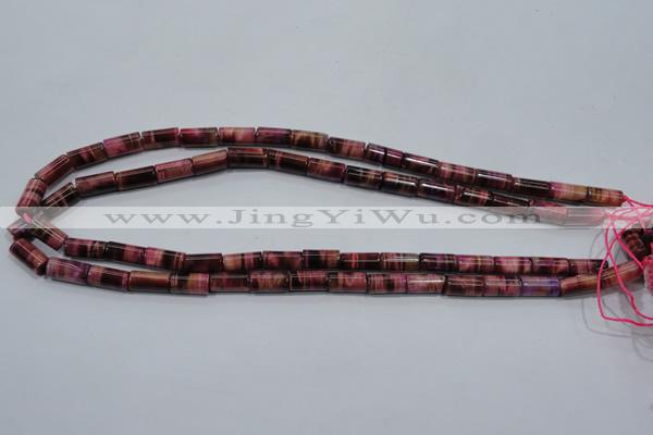 CTE988 15.5 inches 6*12mm tube dyed red tiger eye beads wholesale