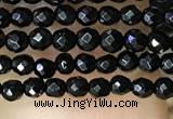 CTG1010 15.5 inches 2mm faceted round tiny black agate beads