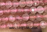 CTG1019 15.5 inches 2mm faceted round tiny strawberry quartz beads
