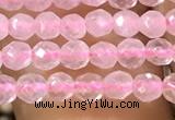 CTG1124 15.5 inches 3mm faceted round tiny rose quartz beads