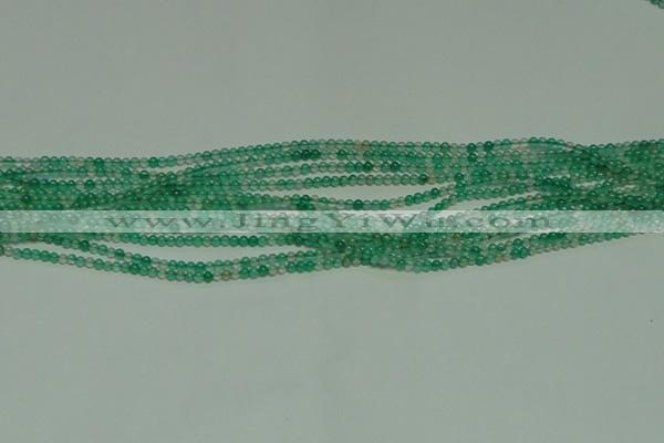 CTG122 15.5 inches 2mm round tiny green agate beads wholesale