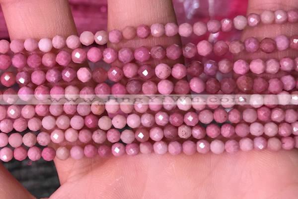 CTG1514 15.5 inches 3mm faceted round pink wooden jasper beads