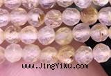 CTG1630 15.5 inches 3mm faceted round tiny golden rutilated quartz beads